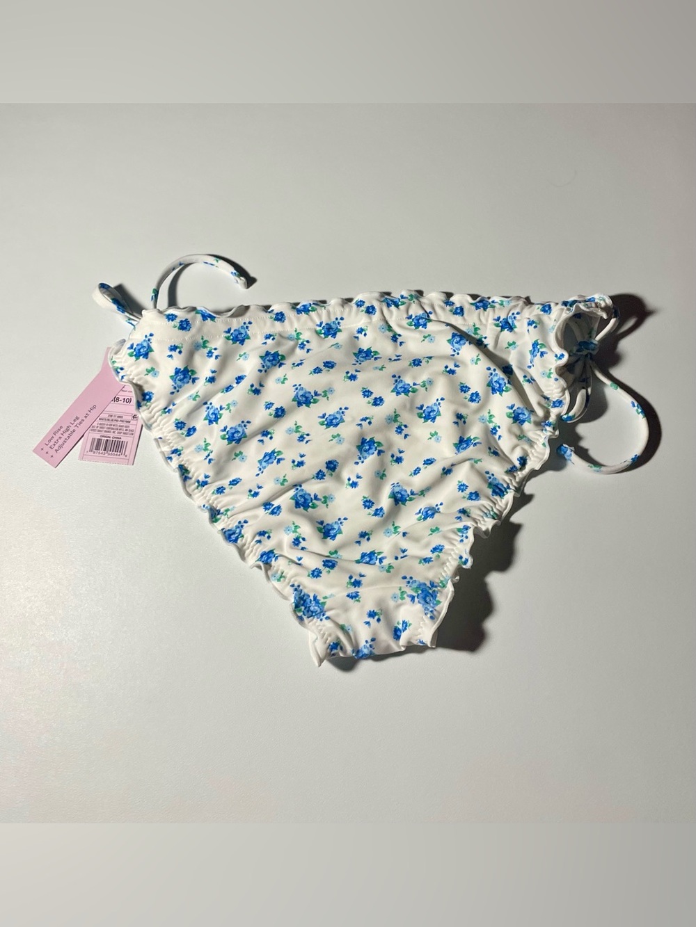 NWT Wild Fable Target Floral Bikini Swim Bottoms White Blue Green Ruffle Size M